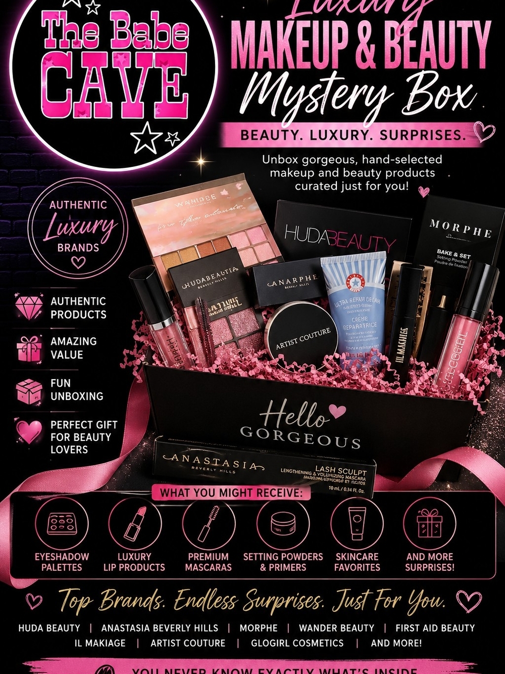 Luxury Makeup & Beauty Mystery Box - Pink Variety